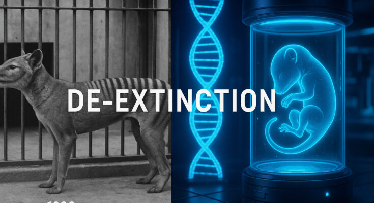 Comparison of the last living Tasmanian Tiger in 1936 and modern DNA cloning technology.