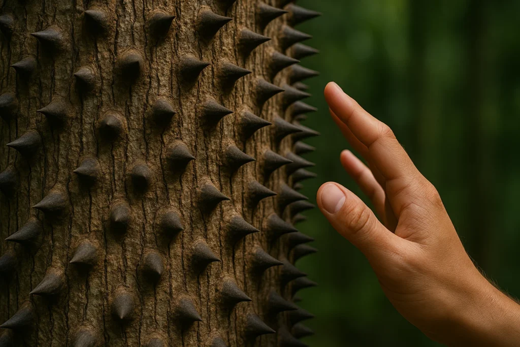 Close up detail of the thorns on a Dynamite Tree.